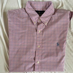 LIKE NEW - Ralph Lauren Classic Fit Poplin Button-Down Shirt - XL - Plaid Pink